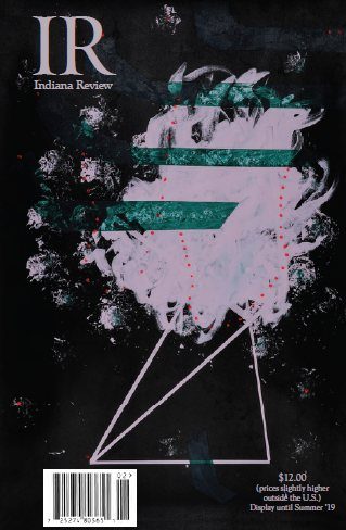 Cover of Indiana Review: abstract lilac and teal brushwork on black